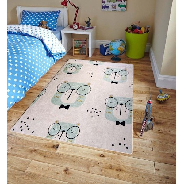 Barnmatta - Ospecificerad - Uggla - Halkfri - Maskintvättbar - 80x150 cm Vit