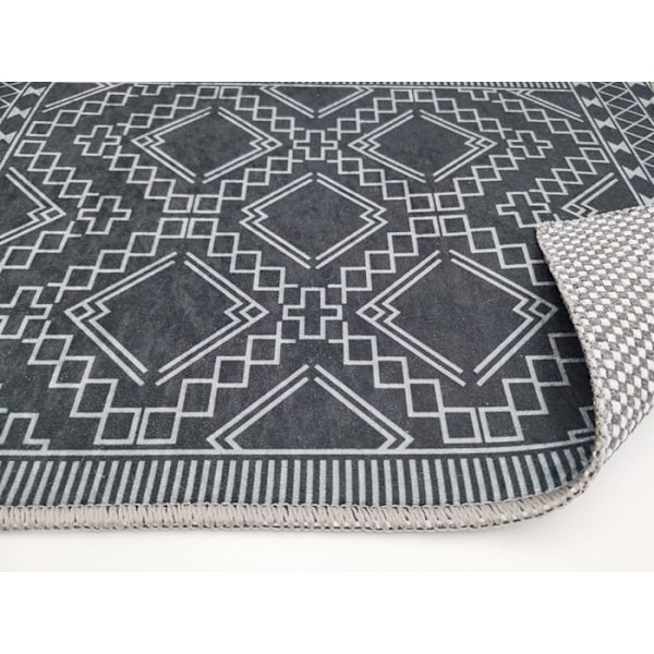 Tæppe - BERBER - Sort - 120x180 cm - Skridsikker - Maskinvaskbar - Polyester Svart