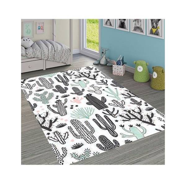 Barnmatta - KOLLEKTION DOT - Kaktus - 120x160 cm - Antislip - Maskintvättbar Grön