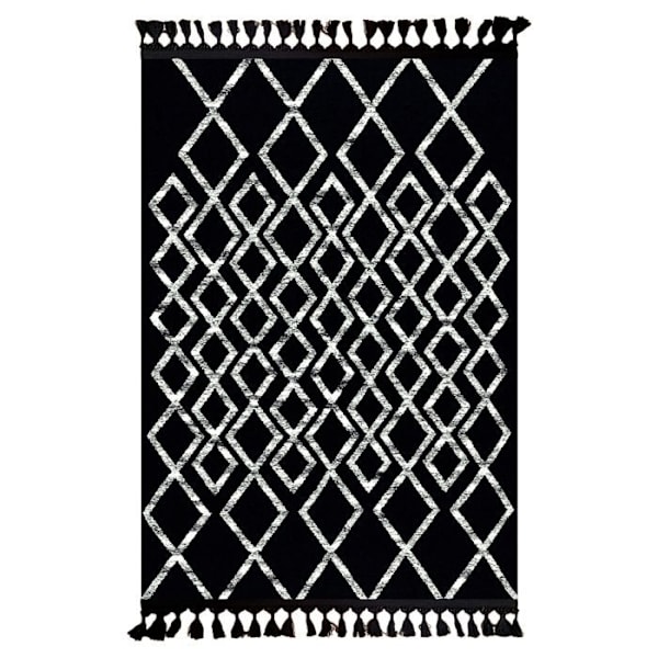 Tæppe - ANATOLIAN STAR - BERBERE FAS - Sort - 160x230 - Tykkelse 6mm Svart