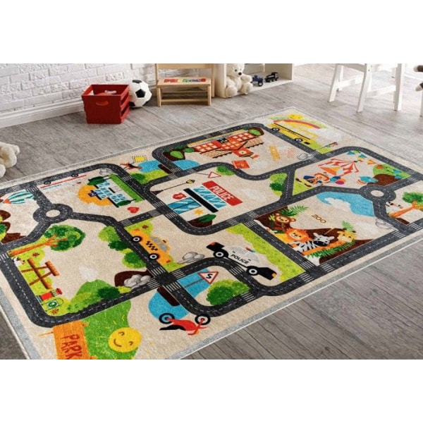 Barnmatta - Bilslinga - Beige - 100x150 cm - Halkskydd - Maskintvättbar Beige