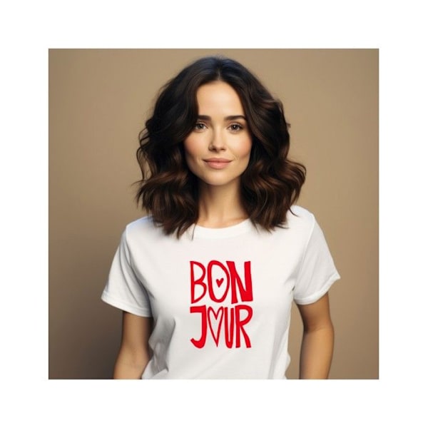 Me Olemme Perhe - T-Paita Naisille Bonjour 2 Valkoinen L Vit jag