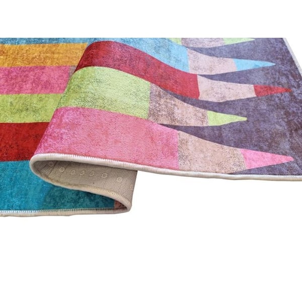 Teppe - FARGELEDD - 80x150 cm - Antiskli - Maskinvaskbar - Flerfarget Flerfärgad