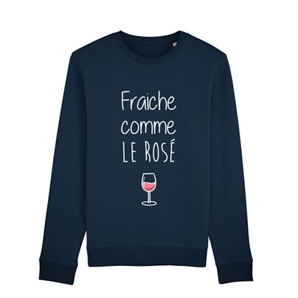 Sweat FRAÎCHE KOMME ROSÉ NAVY - Sweat 100% bomuld af høj kvalitet. Printet trøje lavet i Frankrig. marinblå XL