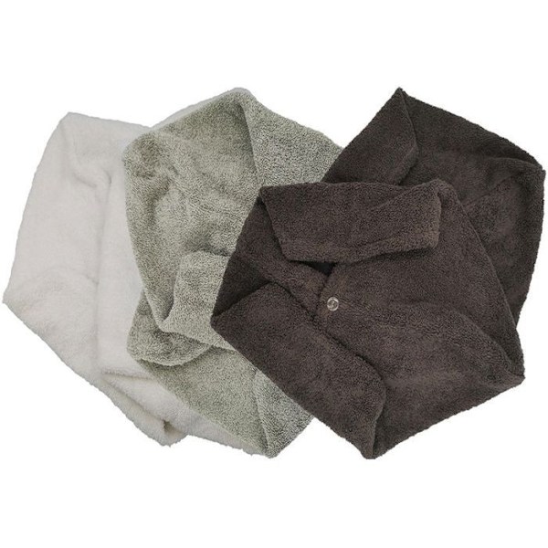 Håndklæde til hårtørrer - Hvid - Sæt af 2 - Ultra absorberende - 100% bomuld - 25x73 cm Vit, Grön/Grå, Brun