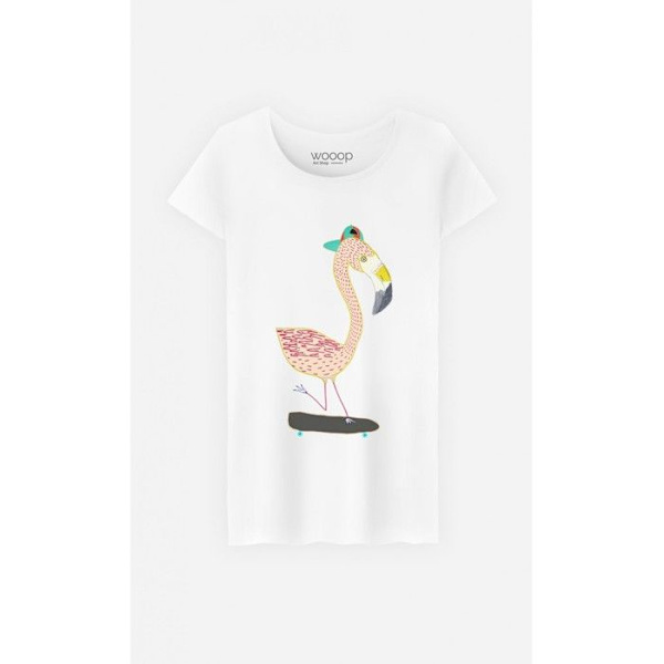 Wooop - TSHIRT DAM FLAMINGO SKATER S Vit S