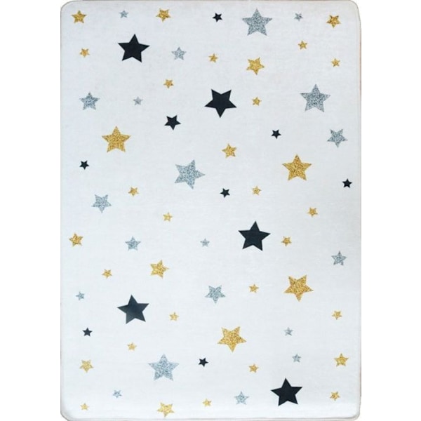 Børnetæppe - Tricolor - 80x150 cm - Antiskrid - Maskinvaskbart - Polyester Ecru