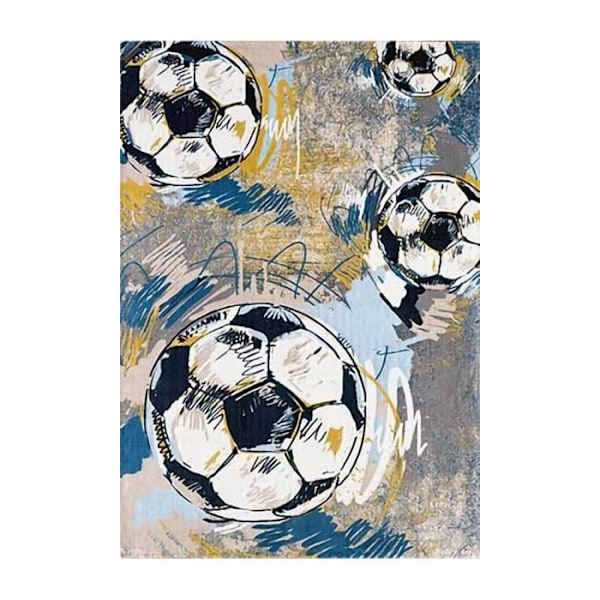 Matta - Fotboll - 80x150 - 100% polyester - Halkfri - Grafiska mönster Grå