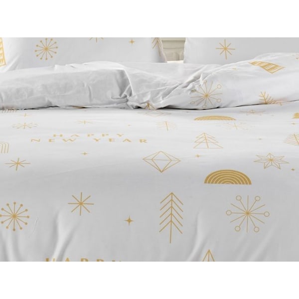 Sengepakke - Nytår - 140x200 - 100% Mikrofiber - 1 eller 2 pudevar - Printet Jul Vit