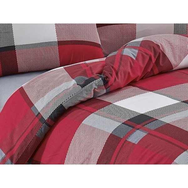 Sängkläder - RIVER - 220x240 cm - 80% Bomull - 20% Polyester - Rödtryck Röd