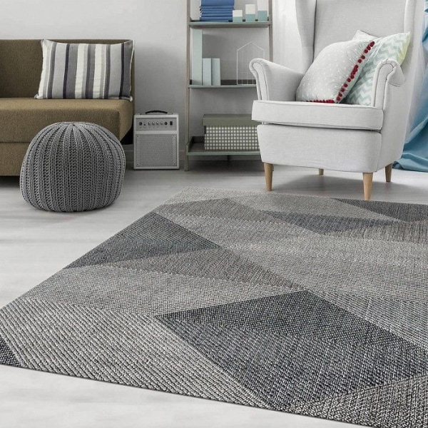 Teppe - MIRAN - Grå - 160x230 cm - Antiskli - Maskinvaskbar - Geometrisk