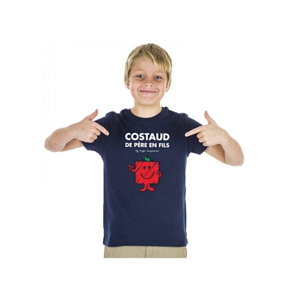 Barn t-shirt - Monsieur Madame - Stark från far till son - Blå - Ekologisk bomull - Kort ärm Blå Fyra år