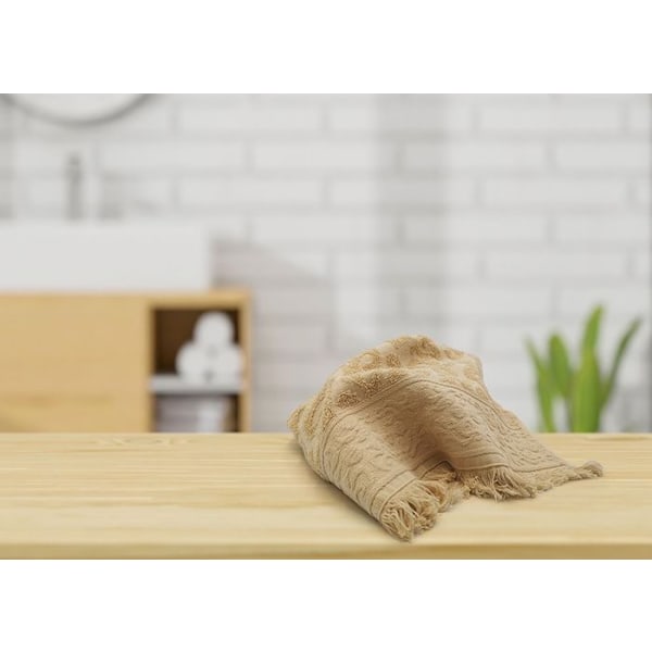 Jacquard-pyyhe hapsuilla 30 x 50 cm - Beige Beige