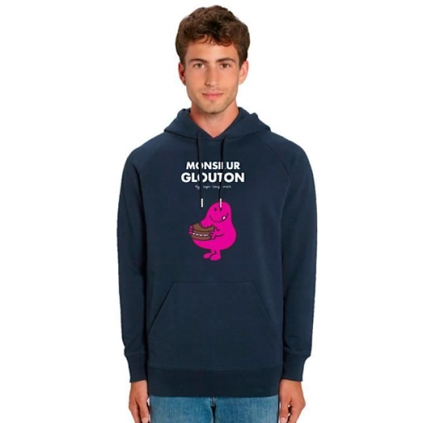 Sweattröja med huva MONSIEUR GLOUTON NAVY - Sweat 100% bomull av hög kvalitet. Tryckt tröja i Frankrike marinblå M