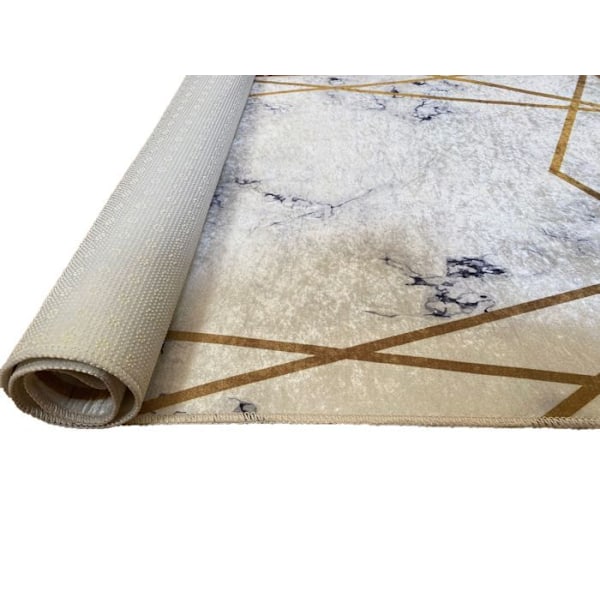 Tæppe - Gyldne Dimensioner - 80x150 - Polyester - Skridsikker - Maskinvaskbar gyllene