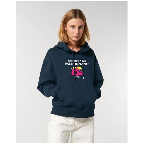 Monsieur Madame - SWEAT A CAPUCHE FEMME BAVARDE MAIS PASSIONNANTE M Blå M