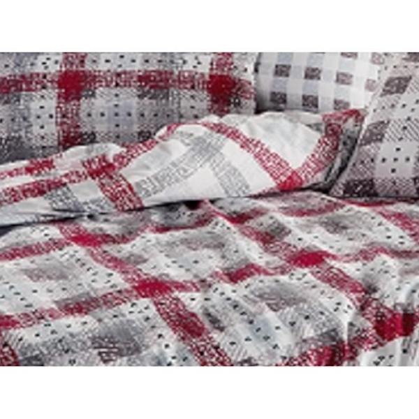 Sängkläder - ENZA - Grå Röd - 220x240 cm - Påslakan och 2 örngott - Geometriskt tryck Röd