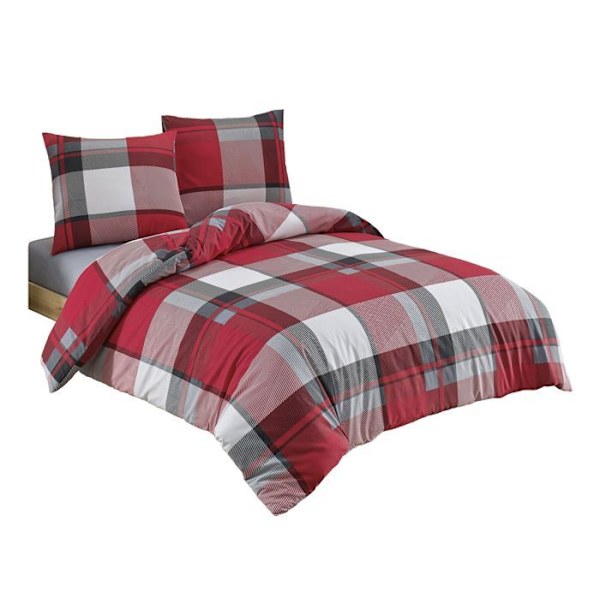 Sängkläder - RIVER - 220x240 cm - 80% Bomull - 20% Polyester - Rödtryck Röd