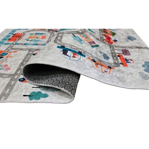 Tæppe til børneværelse 80x150 cm Polyester Circuit Hvid Krets
