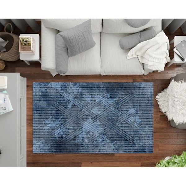 Matta - FISUN - Blå - 200x300 cm - Antislip - Maskintvättbar - Modern Blå