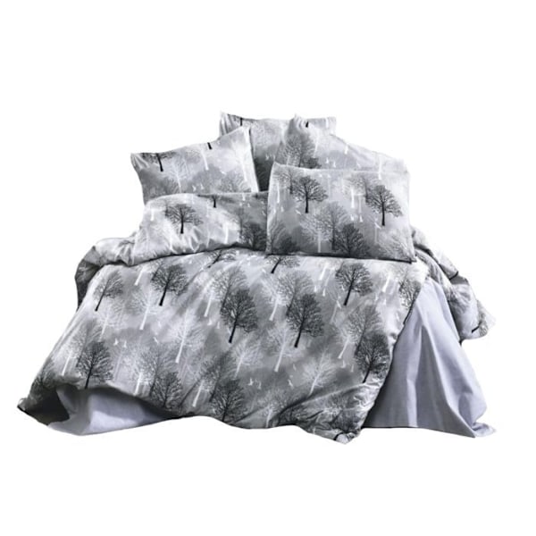 Sängkläder - TREE - Grå - 240x260 cm - 80% Bomull - 2 Örngott Grå
