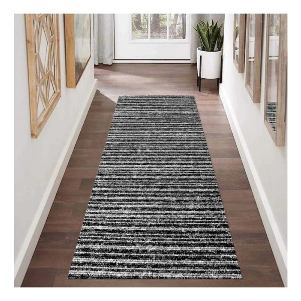 Tæppe - SELMA - Sort - 80x150 cm - Skridsikker - Maskinvaskbar - Moderne Svart
