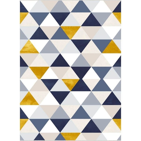 Matto - TRENDY - Kolmio - Liukumaton - Konepestävä - 160x230cm Blå og gul