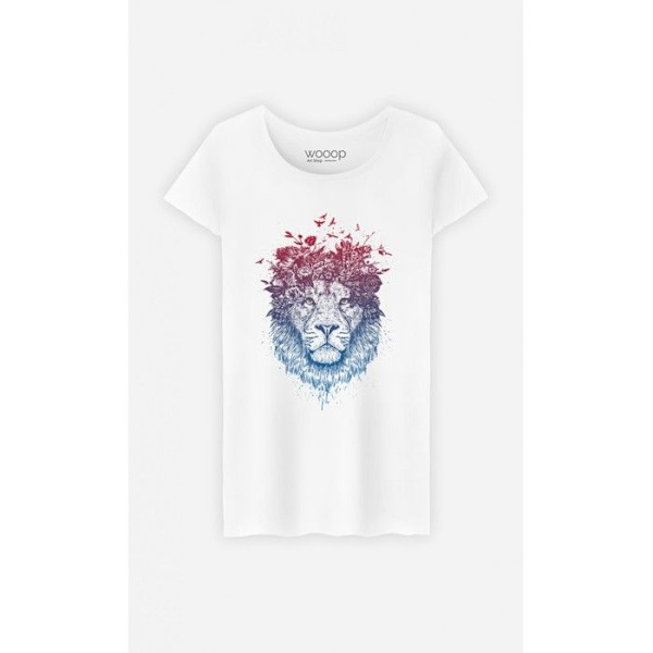 Wooop - TSHIRT KVINNA FLORAL LEJON M Vit M