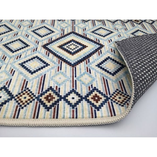 Tæppe - MANI TEXTILE - BERBERER - Blå - 200x290 cm - Antiskrid og maskinvaskbart