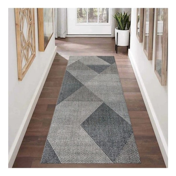 Tæppe - MIRAN - Grå - 80x150 cm - Skridsikkert - Maskinvaskbart - Geometrisk