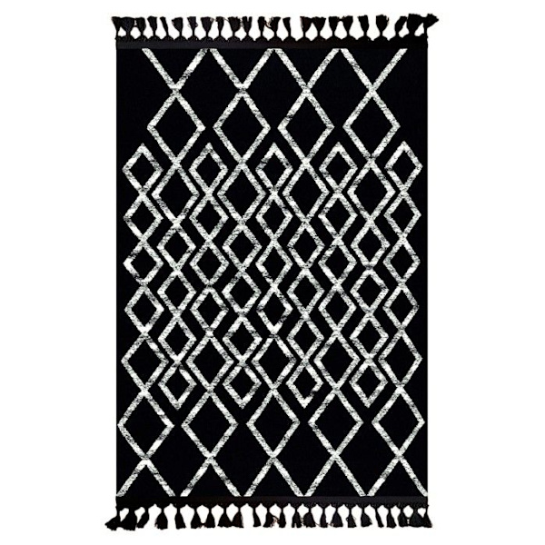 Teppe - ANATOLIAN STAR - FAS - Svart - 300x400 - Tjocklek 6mm - Polyester Svart