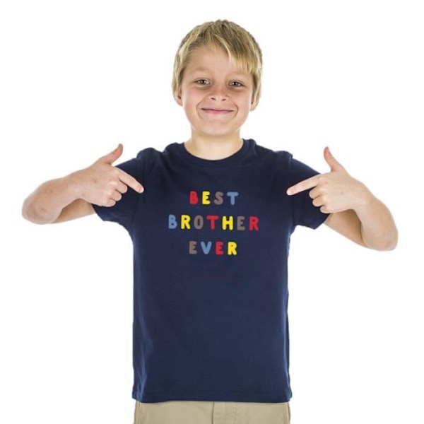 T-shirt - Vi är familj - BÄSTA BROR NÅGONSIN FÄRGAD - 100% bomull - Tryckt i Frankrike - Unisex marinblå 2 år