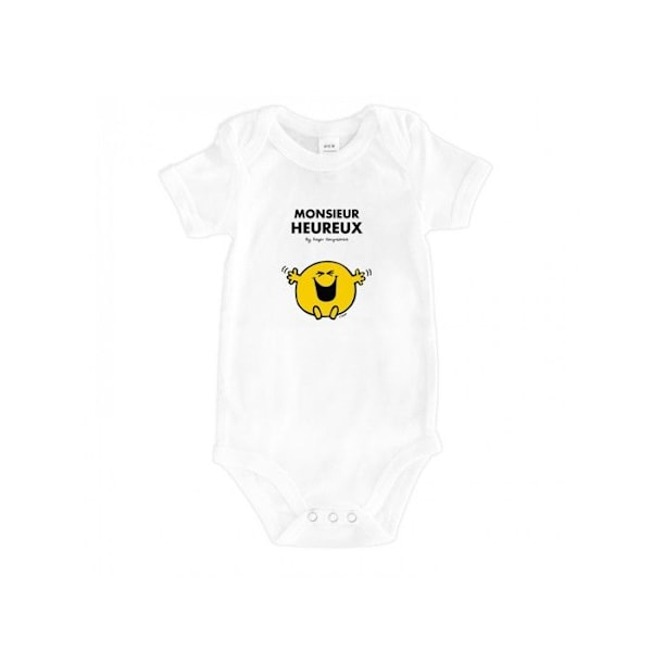 Herr Fru - Babybody "herr lycklig" Vit 12/18 M Vit 12-18 månader