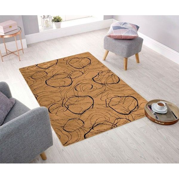 Matta - VERA - Kamel - 80x150 cm - Halkskydd - Maskintvättbar - Bomull/Polyester Kamel