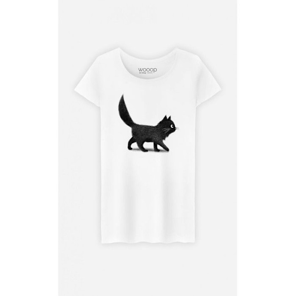 Wooop - TSHIRT KVINNA CREEPING CAT S Vit S