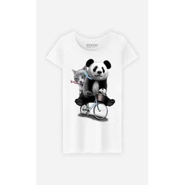 Wooop - TSHIRT DAM PANDA CYKEL XXL Vit XXL