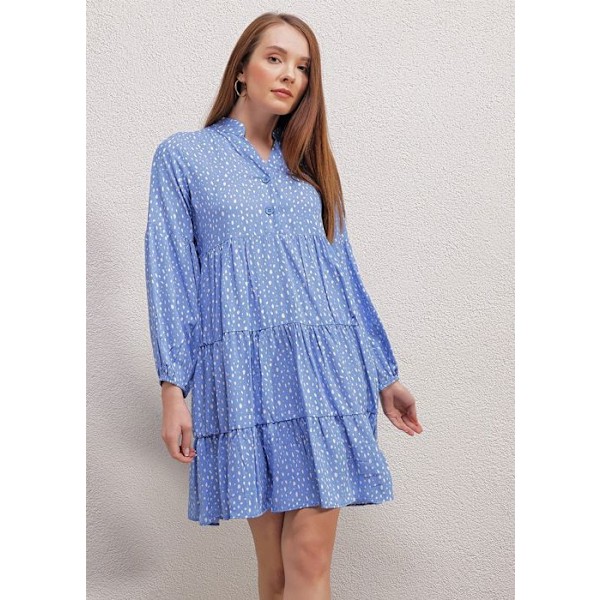 KUVIOLLINEN MEKKO - Sininen - Koko 42 - 100% viskoosi - Pituus 94 cm - Naisten malli - 44