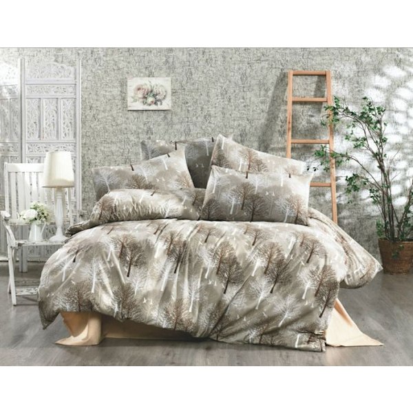Vuodevaatteet - TREE - Beijeri - 220x240 cm - 80% Puuvilla - 2 Tyynynpäällistä Beige