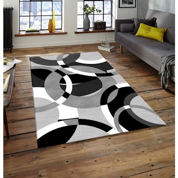 Matto - KOLEKTIOMI PISTE - PYÖREÄ - Harmaa - 160x230 cm - Liukumaton - Polyesteri Grå