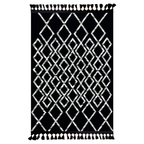 Matta - ANATOLISK STJÄRNA - BERBER FAS - Svart - 200x300 - Tjocklek 6mm Svart