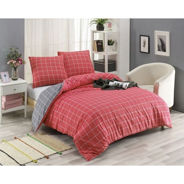 Sängkläder - TRENDY - Röd - 220x240 cm - 80% Bomull - 20% Polyester Röd