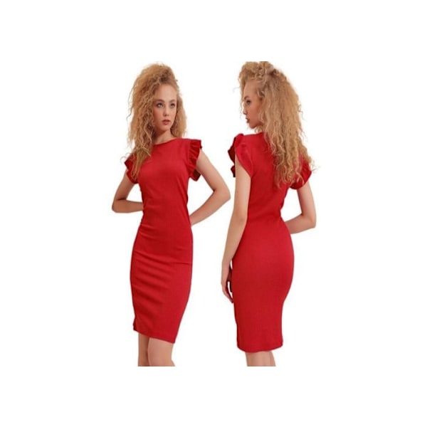 Klänning i mesh - Röd - Kvinna - Storlek 42 - 97% Polyester - Längd 92 cm - 42