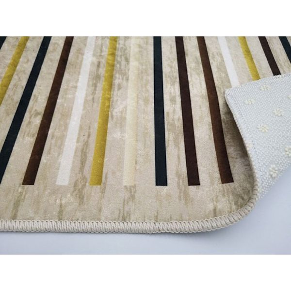 Matta - MANI TEXTILE - Randig Beige - 200x290 cm - Halkskydd - Maskintvättbar Beige