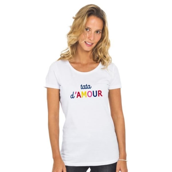 T-shirt TATA D'AMOUR COLORÉE WAF BLANC - T-shirt 100% bomull av hög kvalitet. T-shirt tryckt i Frankrike. Vit M