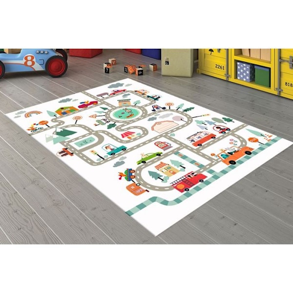 Barnrumsmatta 120x160 cm Polyester Circuit Vit Krets