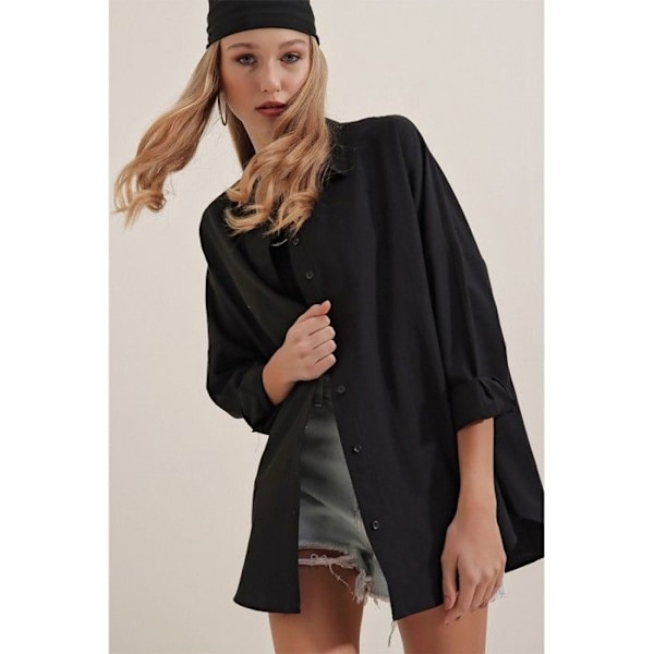 MT Tøj - Chemise OVERSIZE Sort 36 Flerfärgad 36