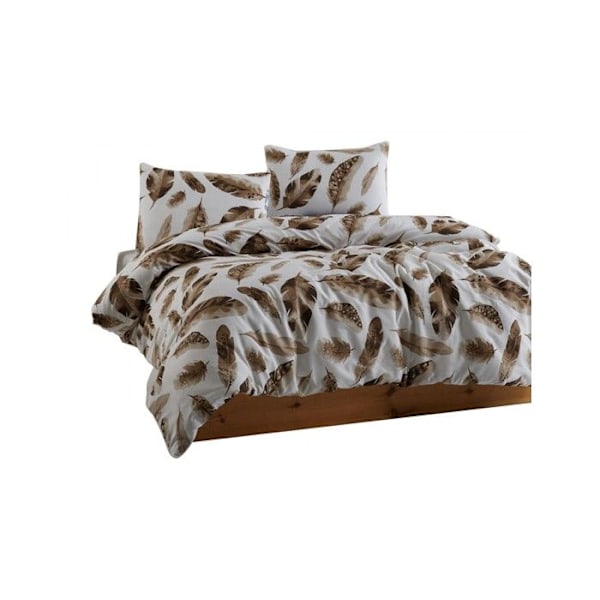 Sängset - M'DECO - FJÄDER - 220x240 cm - 100% Bomull - Brun kastanj