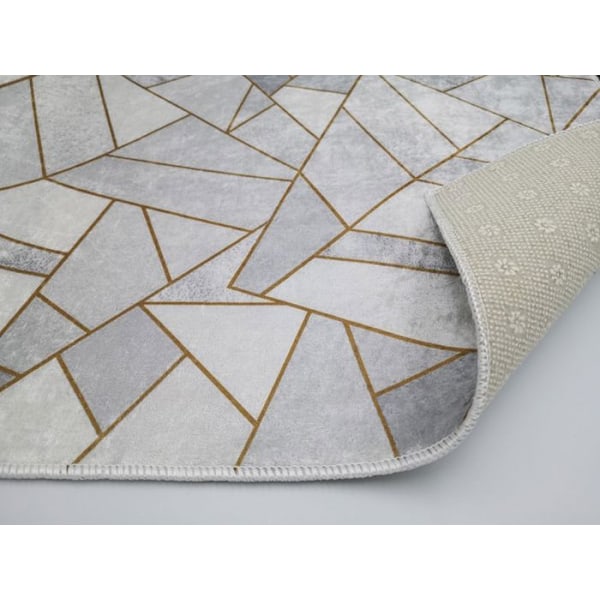 Tæppe - MANI TEXTILE - Moderne - Lysegrå/Guld - 200x290 cm - Skridsikker Ljusgrå/guld