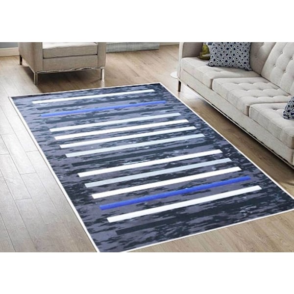 Matto - MANI TEXTILE - Musta Raidat - 160x230 cm - Polyesteri - Liukuestävä