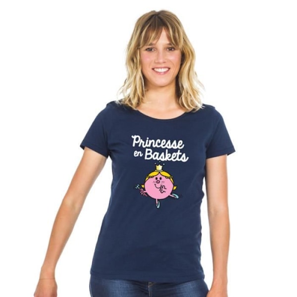 T-shirt - Monsieur Madame - PRINSESSA I BASKET - 100% bomull - Korta ärmar - Rundad hals marinblå M